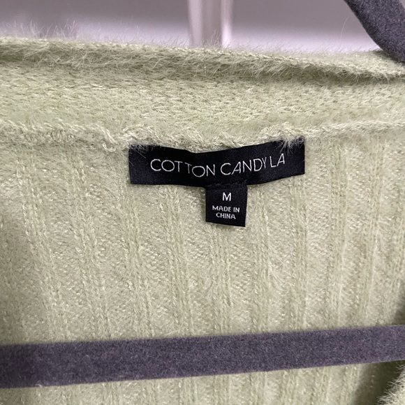 Cotton Candy LA Fuzzy Green Cropped Sweater - Picture 2 of 3